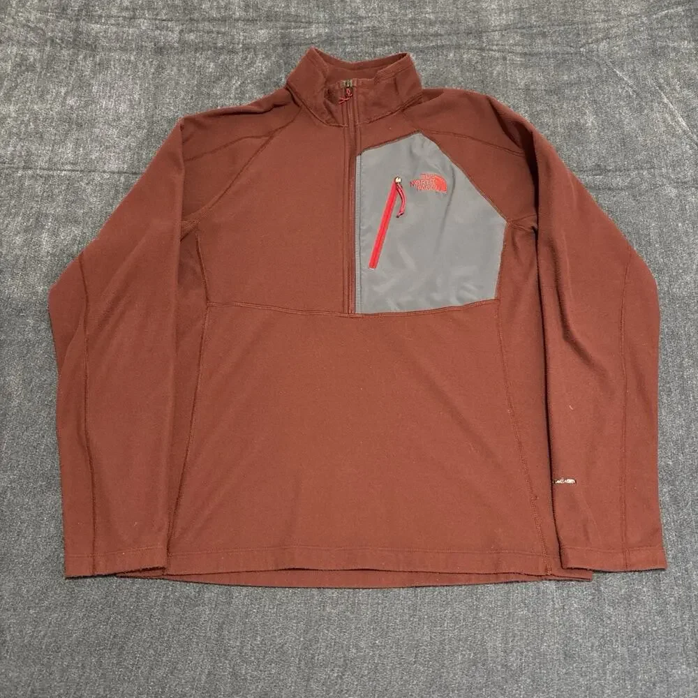 The North Face Tech 100 1/2-Zip Red Pullover Sweater Men's Large Flash Dry